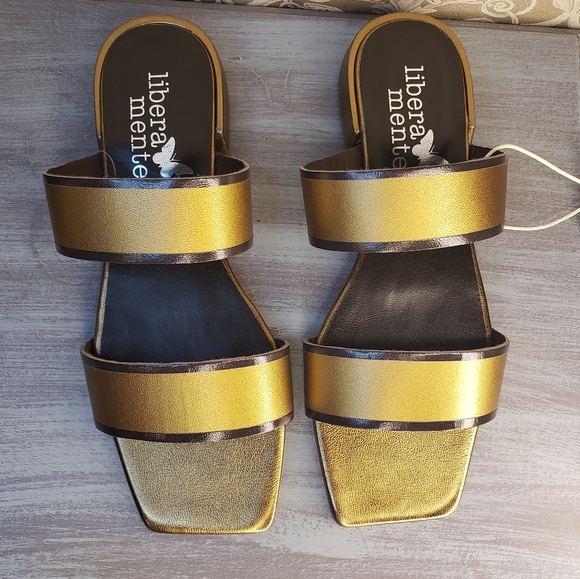 Libera Mente Gold/Brown Leather Sandals from Italy Size 8½ NWT (Sb2) - Picture 3 of 9